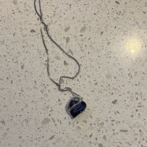 Leafael Silver Tone Infinity Love Heart Pendant Necklace (Mock-Tanzanite)